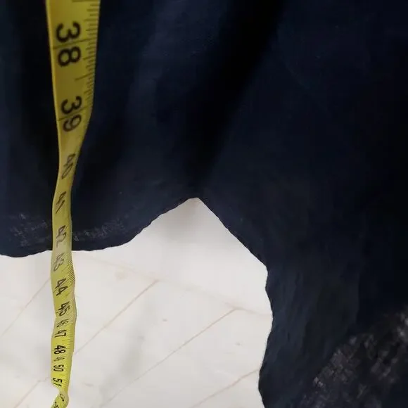 NEW Lauren Ralph Lauren Tie Front Linen Shirtdress Sz 10 Navy Blue Short Sleeve - Picture 13 of 13